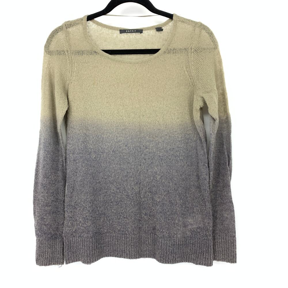 Esprit Pullover Sweater Womens Size Small Ombre Mohair Wool Blend Beige Gray